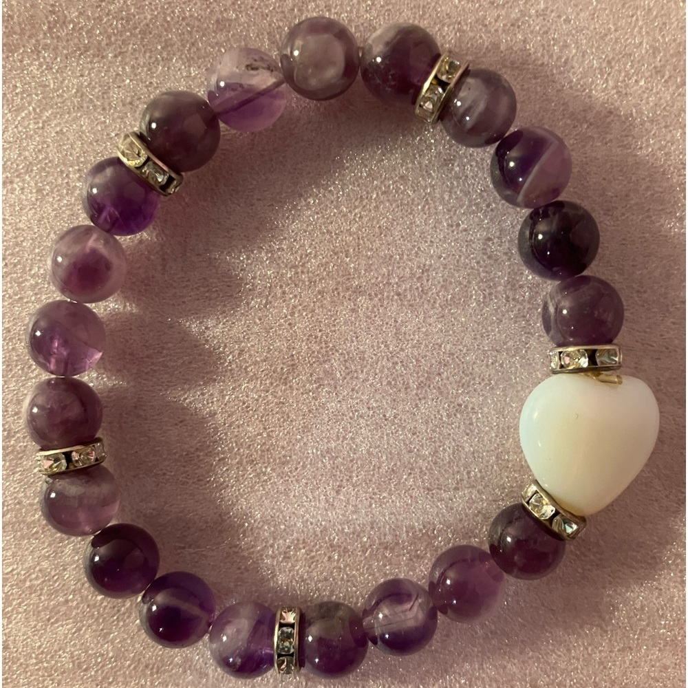 Amethyst crystal bracelet heart